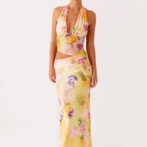 Peppermayo Main Act Halter Maxi Dress - Sunburst Floral